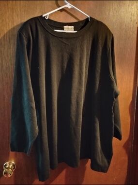 Coldwater Creek Black Ribbed Crewneck Sweater